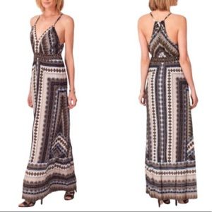 Hale Bob Floriana Halter Tie Back Colorblock Slip Tunic Maxi Dress - L